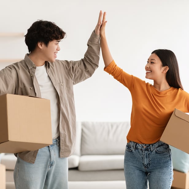 A young couple moving